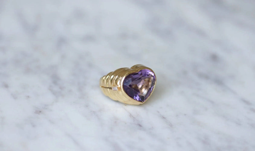 Bague Bague boule coeur améthyste et diamants 58 Facettes
