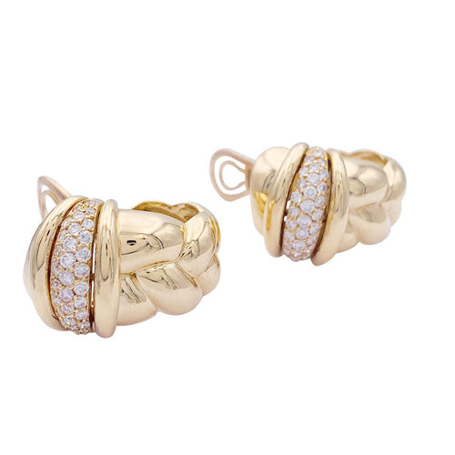 Boucles d'oreilles Boucles d'oreilles O.J.Perrin, "Vénitien", or jaune, diamants. 58 Facettes 32885