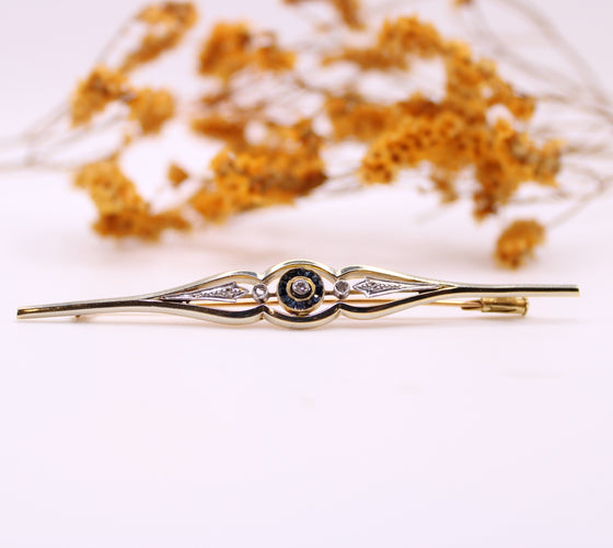 Broche Broche Art-déco Or jaune et platine, saphirs et diamants 58 Facettes
