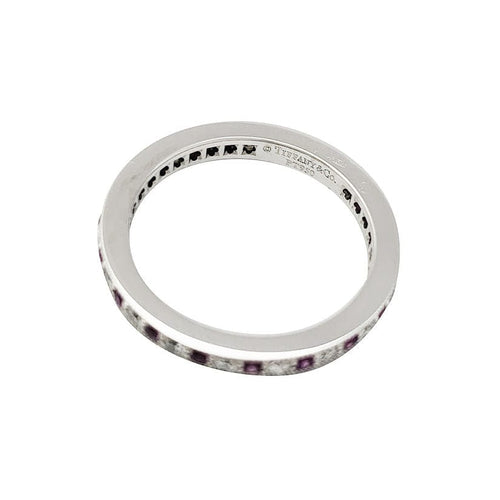 Bague Alliance Tiffany, " Tiffany Legacy", platine, diamants, saphirs roses. 58 Facettes 30775