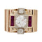 Bague 51 Bague Tank en or rose, platine, diamants et rubis. 58 Facettes 32052