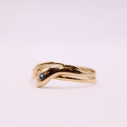 Bague Bague serpent or jaune et saphir 58 Facettes