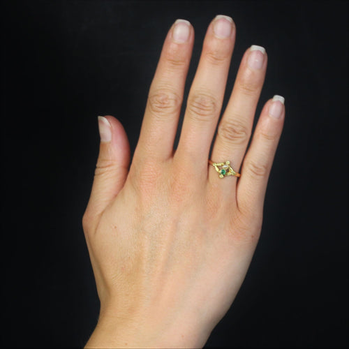 Bague 54 Bague ancienne perle fine émeraude 2 ors 58 Facettes 18-018C