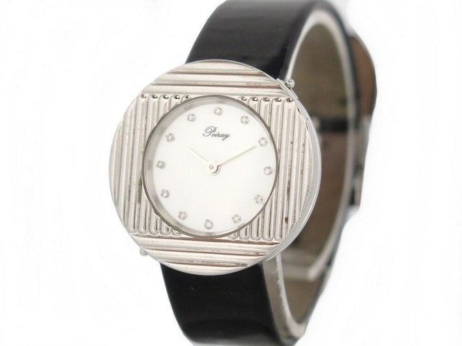 Montre montre POIRAY ma premiere ronde 30 mm en acier palladie diamants quartz 58 Facettes 252681
