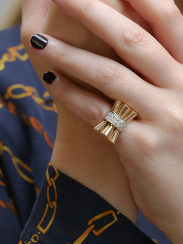 Bague Bague nœud Art Déco diamants 58 Facettes J10