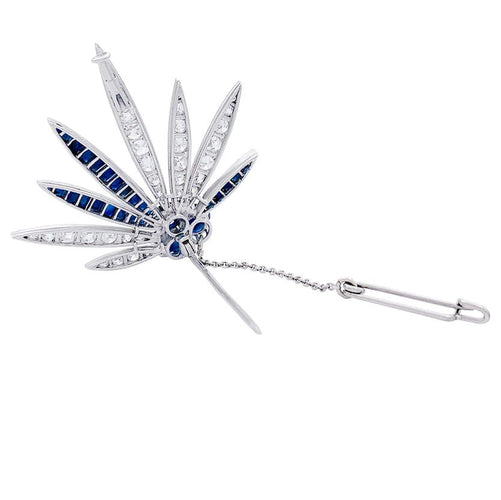 Broche Broche en platine sertie de diamants et de saphirs, Vers 1925 58 Facettes 32522