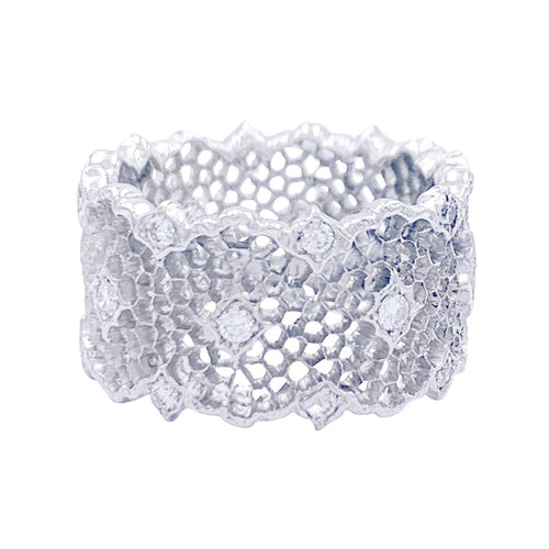 Bague 53 Bague Buccellati, "Tulle", or blanc, diamants. 58 Facettes 32701