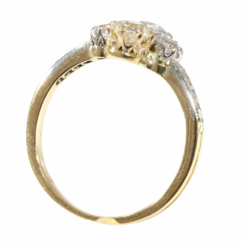 Bague 56 Charm Art Déco de Bague Vintage : platine, or jaune et diamants 58 Facettes 23360-0335