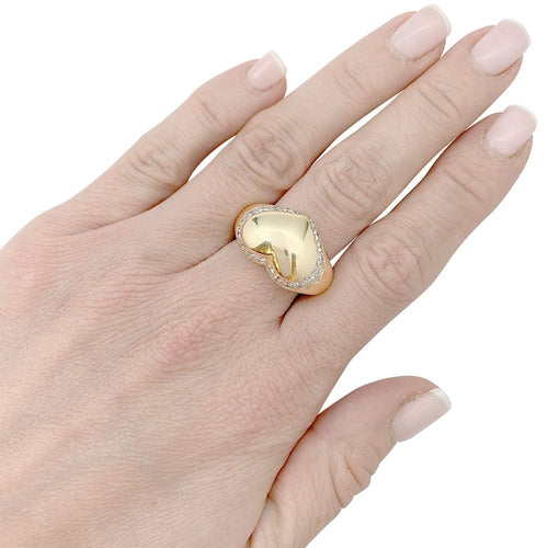 Bague 54 Bague Chaumet, "Chevalière Coeur", or jaune, diamants. 58 Facettes 32137