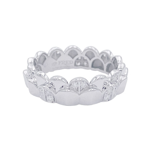Bague 57 Bague Fred, "Une Ile d'or", or blanc, diamants. 58 Facettes 32393