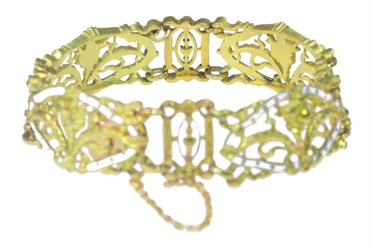 Bracelet Bracelet vintage or émail blanc attribué à Lucien Gautrait 58 Facettes 23086-0159