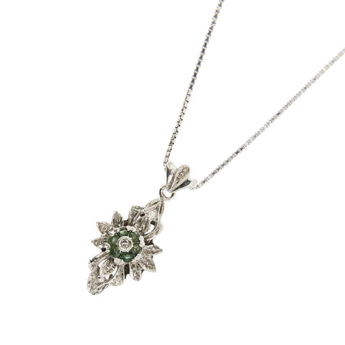 Collier Collier pendentif croix émeraude diamants 58 Facettes 31757