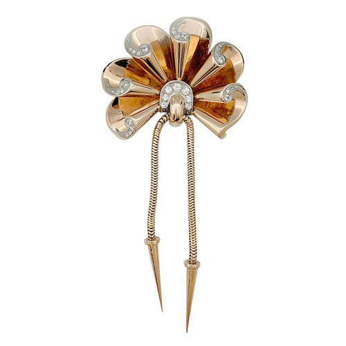 Broche Broche vintage or rose, platine et diamants. 58 Facettes 32115