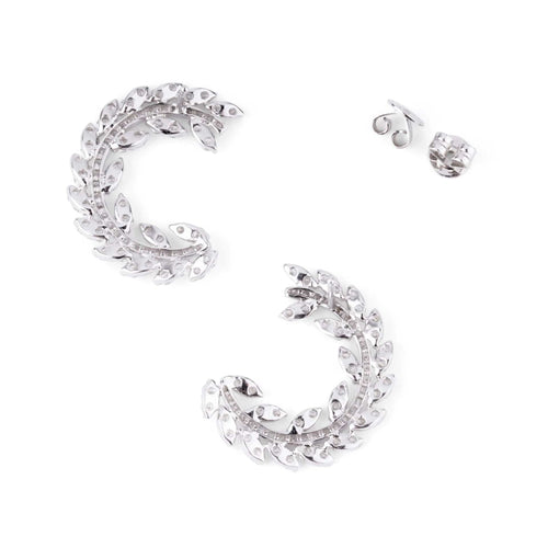 Boucles d'oreilles Boucles d'oreilles demi cercle Or gris Diamants 58 Facettes 1