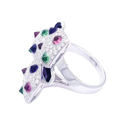 Bague 55 Bague Cartier, "Caresse d'Orchidées", or blanc, diamants, pierres de couleurs. 58 Facettes 33024
