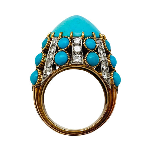 Boucles d'oreilles Parure Cartier Paris, turquoises et diamants. 58 Facettes 30646/30347