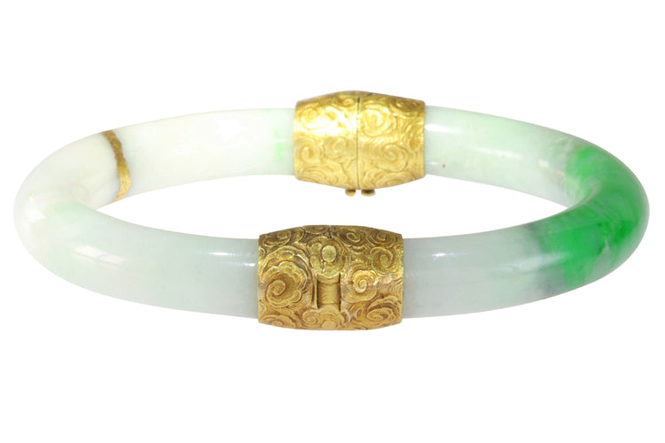 Bracelet Jade vintage avec raccords en or 18 carats : les chroniques silencieuses d'un bracelet victorien 58 Facettes 19254-0157