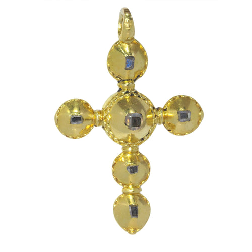 Pendentif Croix baroque diamants taillés en rose 58 Facettes 23096-0089