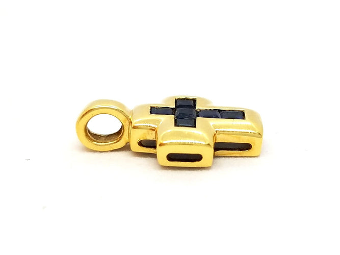 Pendentif Pendentif Croix Or jaune Saphir 58 Facettes 06569CD