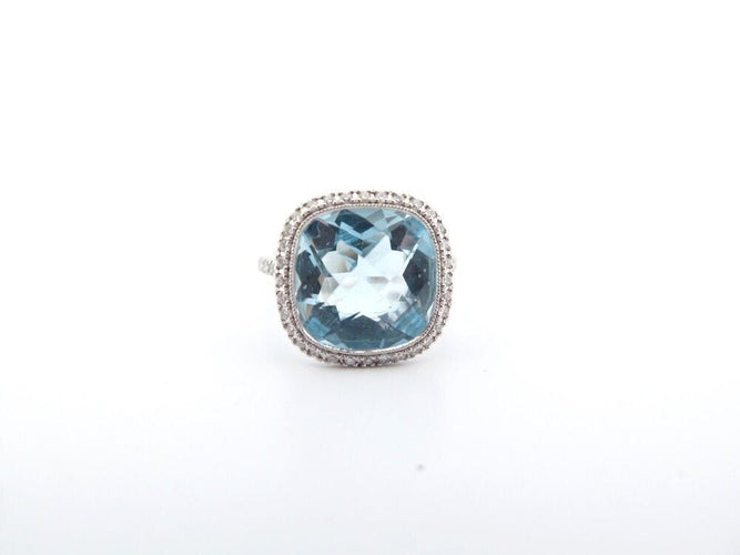 Bague 53 bague ISABELLE LANGLOIS solitaire coussin 53 topaze or blanc diamant 58 Facettes 254238