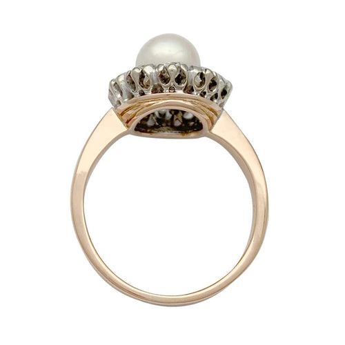 Bague 53 Bague marguerite perle et diamants. 58 Facettes 32110