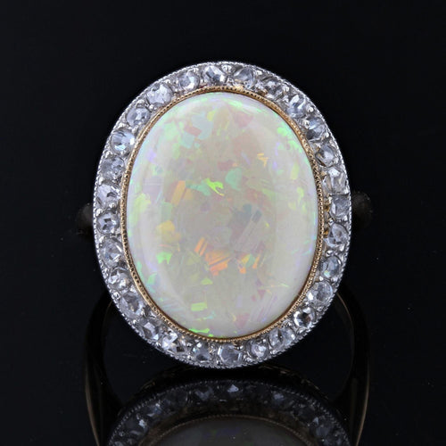 Bague 54 Bague ancienne opale et diamants 58 Facettes 22-283