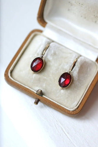 Boucles d'oreilles Dormeuses gouttes de grenat or rose 58 Facettes