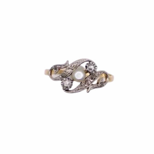 Bague Bague 2 ors, composée d’une perle et de 2 diamants 58 Facettes