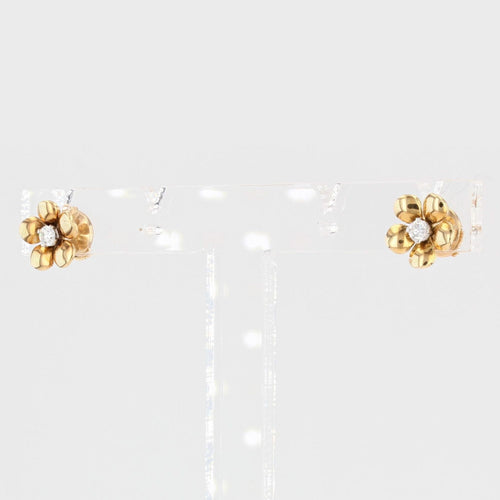 Boucles d'oreilles Boucles d'oreilles fleur or jaune diamant 58 Facettes 21-754
