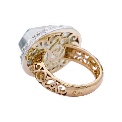 Bague 52 Bague Pomellato, "Tango", or rose, diamants bruns, diamants, prasiolite. 58 Facettes 32831