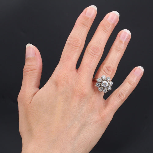 Bague 52 Bague fleur de diamants ancienne 58 Facettes 21-528
