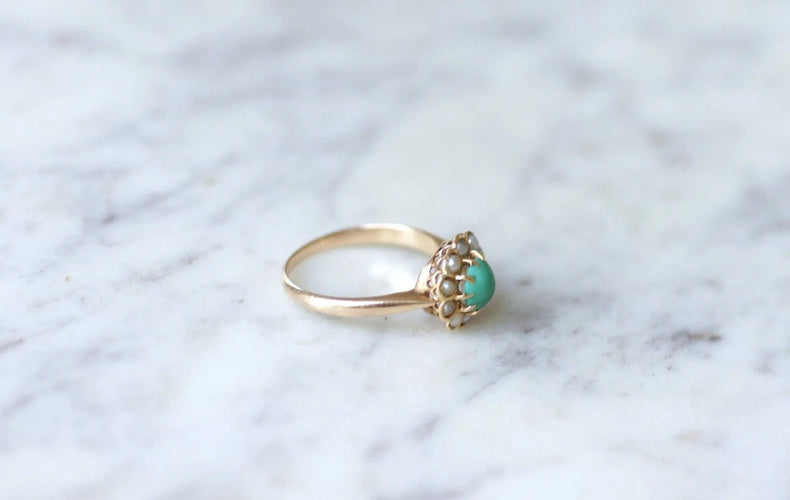 Bague Bague Marguerite turquoise & perles 58 Facettes