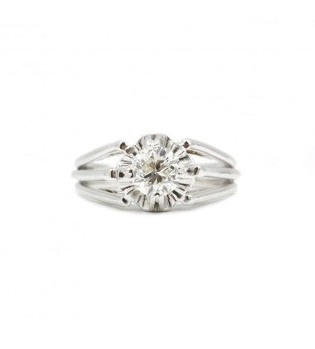 Bague 57 / Blanc/Gris / Or 750 et Platine 950 Bague Diamant 0.94ct 58 Facettes 220149R