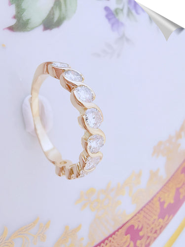 Bague 58.5 Demi-Alliance Diamants 0,90 ct Or Jaune 58 Facettes AA 1517