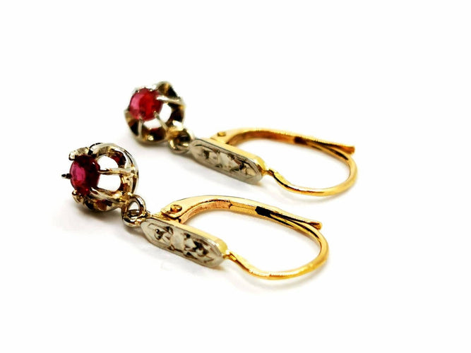Boucles d'oreilles Boucles d'oreilles Dormeuses Or jaune Rubis 58 Facettes 1265915CD