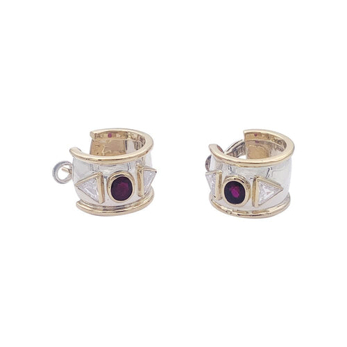 Boucles d'oreilles Boucles d'oreilles deux ors rubis et diamants. 58 Facettes 33011