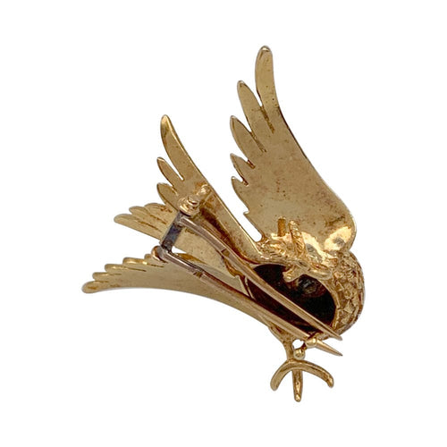 Broche Broche oiseau en or jaune, rubis, perle. 58 Facettes 32229