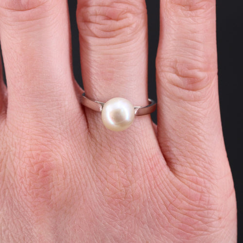Bague 53 Bague solitaire perle or blanc 58 Facettes 22-514