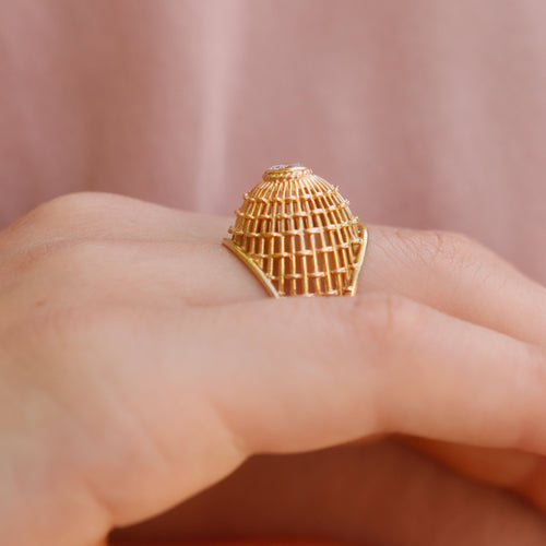 Bague Bague ajourée en or jaune et diamant 58 Facettes 14895