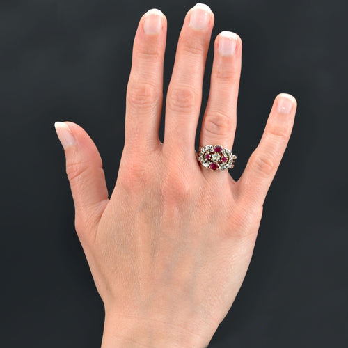 Bague 57 Bague ancienne bandeau rubis diamants 58 Facettes 22-211