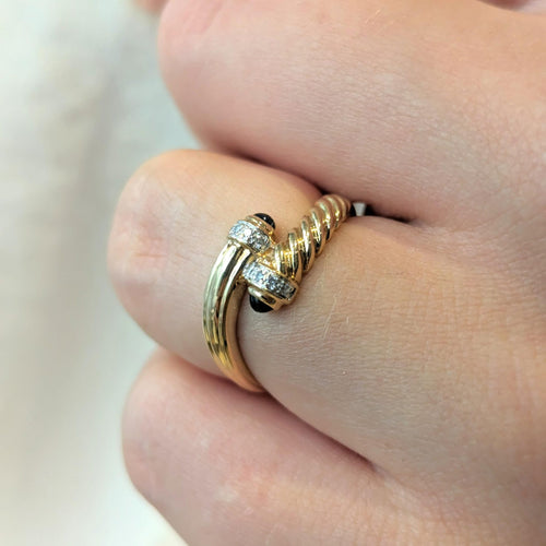 Bague Bague or jaune diamants et saphirs 58 Facettes 27302