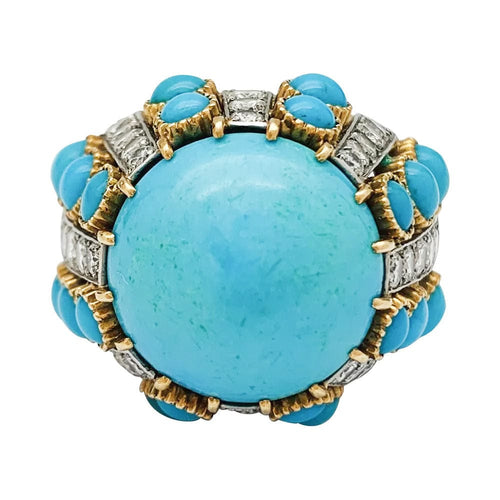 Boucles d'oreilles Parure Cartier Paris, turquoises et diamants. 58 Facettes 30646/30347