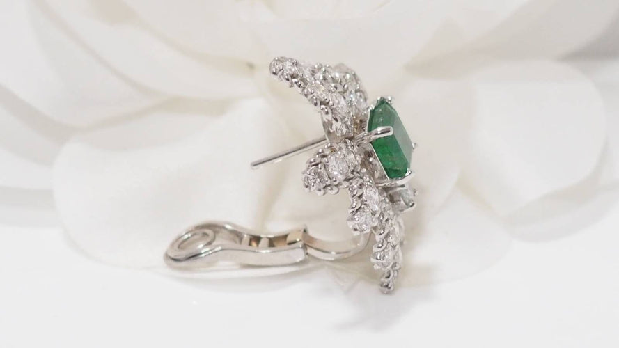 Boucles d'oreilles Boucles d'oreilles émeraudes et diamants 58 Facettes 30089