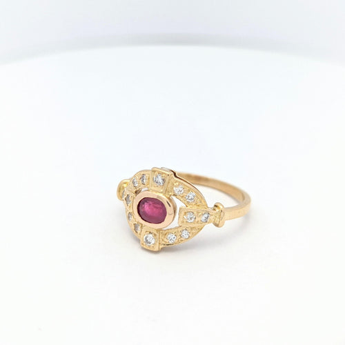 Bague Bague en or jaune diamants et rubis 58 Facettes 20019