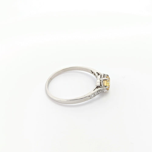 Bague Bague Solitaire or blanc et diamant jaune 0.40ct 58 Facettes 22937