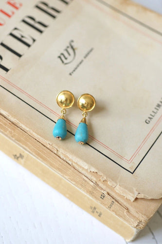 Boucles d'oreilles Boucles d'oreilles or et goutte de turquoise 58 Facettes