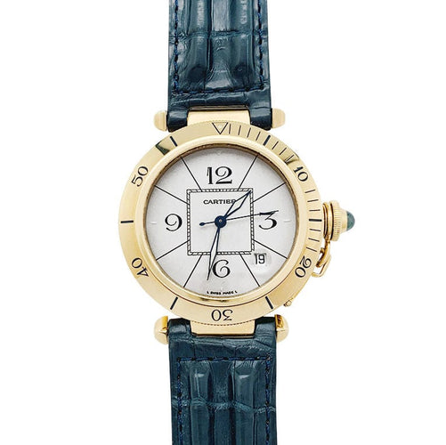 Montre Montre Cartier "Pasha" en or jaune, cuir. 58 Facettes 31121