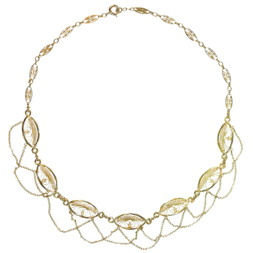 Collier Collier en filigrane d'or, perles de graines naturelles 58 Facettes 23039-0116