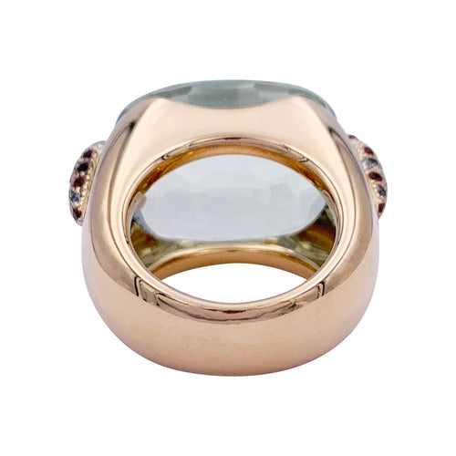 Bague 54 Bague Pomellato, "Pin Up", or rose, prasiolite, diamants, grenats. 58 Facettes 32559