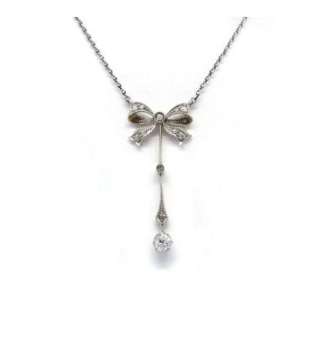 Collier Chaine : 44 cm / Jaune et blanc / Platine 800 Collier Noeud Diamants 58 Facettes 210211R